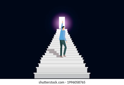 Stairway to success. Modern Minimalist Style. Vector Illustration For Posters