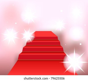 stairway of the successful people - a red track, surrounded a flash journalist