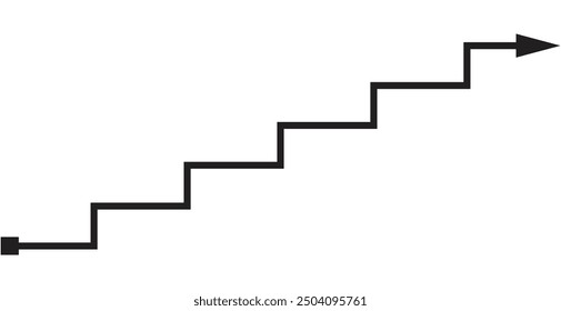 Símbolo de la escalera para alcanzar el logro. Icono de Vector de escalera aislado sobre fondo blanco. El paso adelante para tener éxito en los negocios.