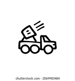 stake truck icon in vector. Logotype - Doodle