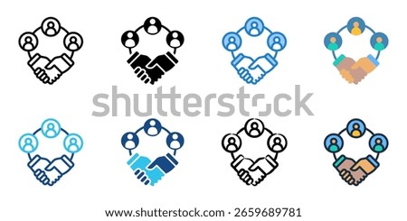 Stakeholder Agreement icon set multiple style collection 
