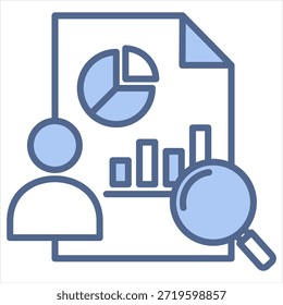 Análisis de las partes interesadas Colección de estilo de icono azul
