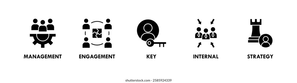 Stakeholder banner web icon illustration concept with icon of management, engagement, key, internal, and strategy