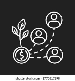 Stakeholder chalk white icon on black background. investment in organization. Business project management. Successful cooperation, effective networking. Isolated vector chalkboard illustration