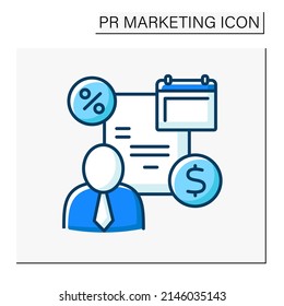 Stakeholder color icon. Businessman shares, stakes, percent of money income to company. Investition in business.PR marketing concept. Isolated vector illustrations