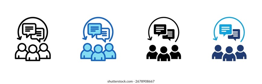 Ícone de Comunicação com as partes interessadas Ilustração do vetor de vários estilos