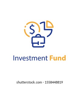 Stakeholder concept, business investor, financial supply, own company share, investment portfolio, earn money, stock market, vector line icon