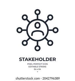 Stakeholder editable stroke outline icon isolated on white background flat vector illustration. Pixel perfect. 64 x 64.