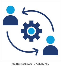 Stakeholder Engagement flach blau Symbolstil