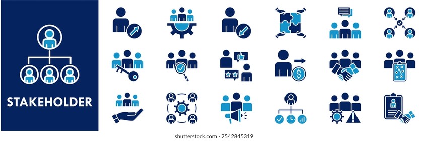 Stakeholder icon collection set. Containing design business, collaboration, management, teamwork, strategy