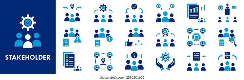 Stakeholder icon collection set. Containing design business, collaboration, teamwork, management, communication