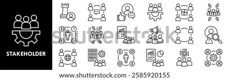 Stakeholder icon collection set. Containing design business, collaboration, teamwork, communication