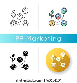 Stakeholder icon. investment in organization. Business project management. Successful cooperation, effective networking. Linear black and RGB color styles. Isolated vector illustrations