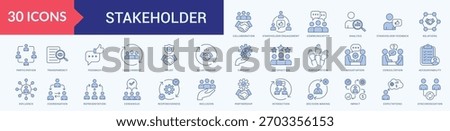 Stakeholder Icon Pack Blue Style Line Illustration Vector