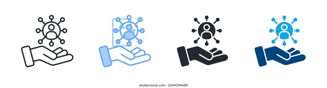 Ícone De Interessado Define Vários Estilos. Design Em Contorno, Azul, Glifo, Tom Duplo