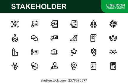 Stakeholder Icon Set. Professional Vector Illustrations for Business Partnerships, Investors, and Corporate Relationships