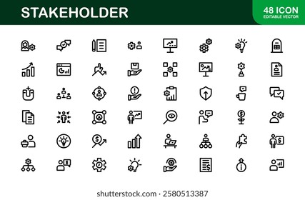 Stakeholder Icon Set. Professional Vector Illustrations for Business Partnerships, Investors, and Corporate Relationships