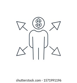 Stakeholder. Investments. Vector linear icon on a white background.