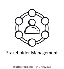 Stakeholder Management vector outline doodle Design illustration. Symbol on White background EPS 10 File 