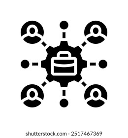 Vector de icono de glifo de proceso de negocio. signo de proceso de negocio de relaciones de partes interesadas. ilustración de símbolo aislado