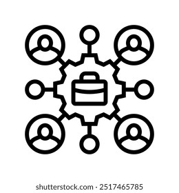 Símbolo de línea de proceso de negocio. Símbolo de proceso de negocio. Vector de contorno aislado Ilustración negra