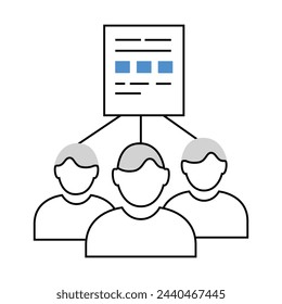 Stakeholder Theory icon Illustration. Stakeholder Engagement Model. Graphic representation illustrating the principles of stakeholder theory and their impact on project dynamics.