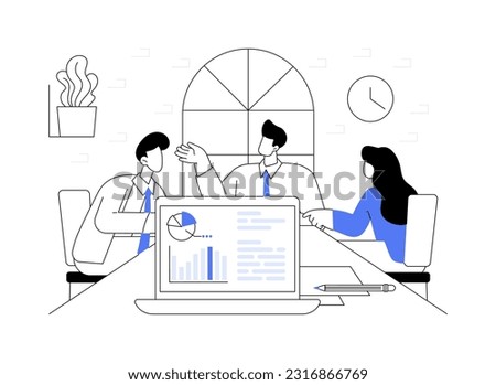 Stakeholders abstract concept vector illustration. Group of diverse shareholders discussing business strategy, corporate structure, company departments, board of directors abstract metaphor.