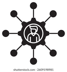 Stakeholders icon represented by Stakeholders simple symbol Black Filled style.
