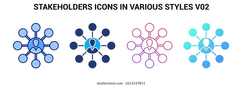 Stakeholders icon represented by Stakeholders symbol Blue, Gradient, Dualtone, Fill style.