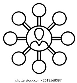 Stakeholders icon represented by Stakeholders symbol Line style.