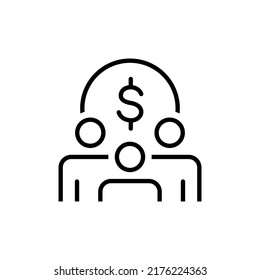 Stakeholders Line Icon. Money, Businessmen, Cells. Business Concept. Can Be Used For Topics Like Finance, Investment, Shareholding, Stockholding