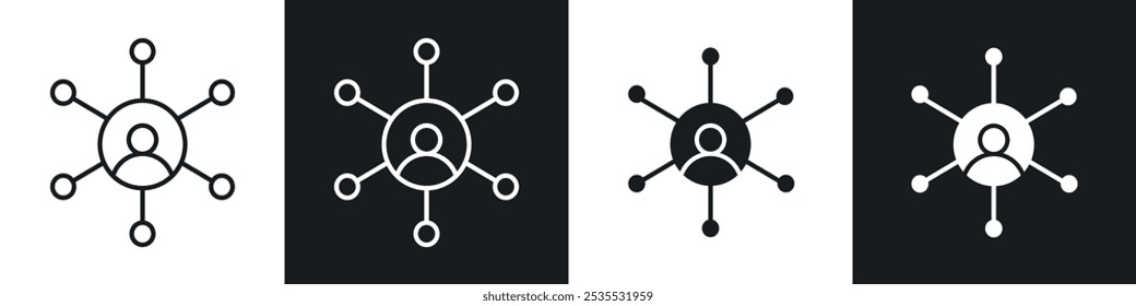 Icono de Vector de las partes interesadas en blanco y negro. Ilustración EPS 10