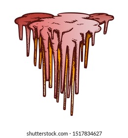 Stalactite Decorative Shape Color Vector. Vertical Icy Crystal Stalactite And Stalagmite. Underground Formation Engraving Template Designed In Retro Style Illustration
