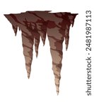 Stalactite. Icicle shaped hanging mineral formations in cave. Nature brown limestone, material stone icon. Natural growth geology formations