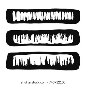 stalactites in the cartoon cats vector black silhouettes. isolated illustration on white background