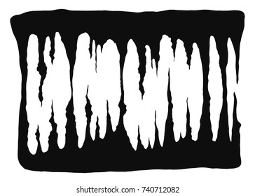 stalactites in the cave. cartoon vector black silhouettes. illustration on white background