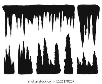 stalactites, growths and mineral formations. vector