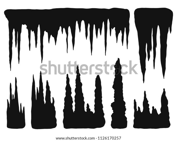 stalactites,\
growths and mineral formations.\
vector
