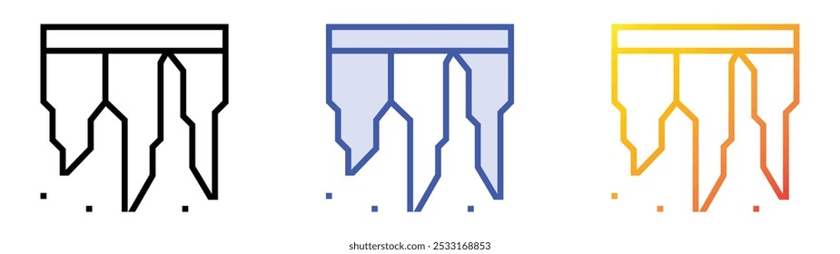 Icono de estalactitas. Lineal, relleno azul y diseño de estilo degradado aislado sobre fondo blanco