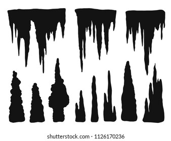 stalactites outgrowths and mineral formations vector