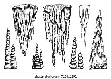 stalactites vector. hand drawing isolated