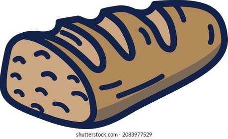 Stale bread illustration icon design flat food