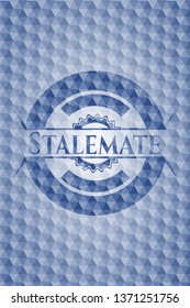 Stalemate blue emblem with geometric background.