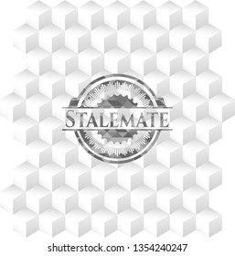 Stalemate grey emblem. Retro with geometric cube white background