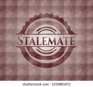 Stalemate red badge with geometric pattern background. Seamless.