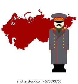 Stalin against the Soviet Union map. The illustration on a white background.