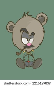 stalin bear smokes a pipe