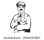 Stalin black and white vector art illustration