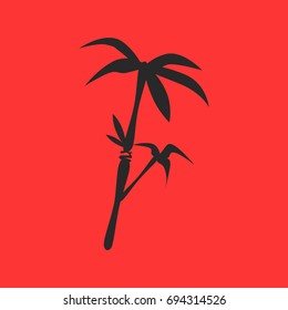 A stalk of bamboo on a red background