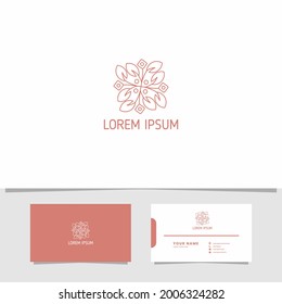 Logotipo del patrón de tallas, flores y hojas